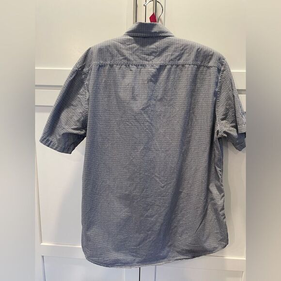 MICHAEL Michael Kors Shirt Blue White CheckerButton Down Short Sleeve Mens Sz L - Picture 2 of 6